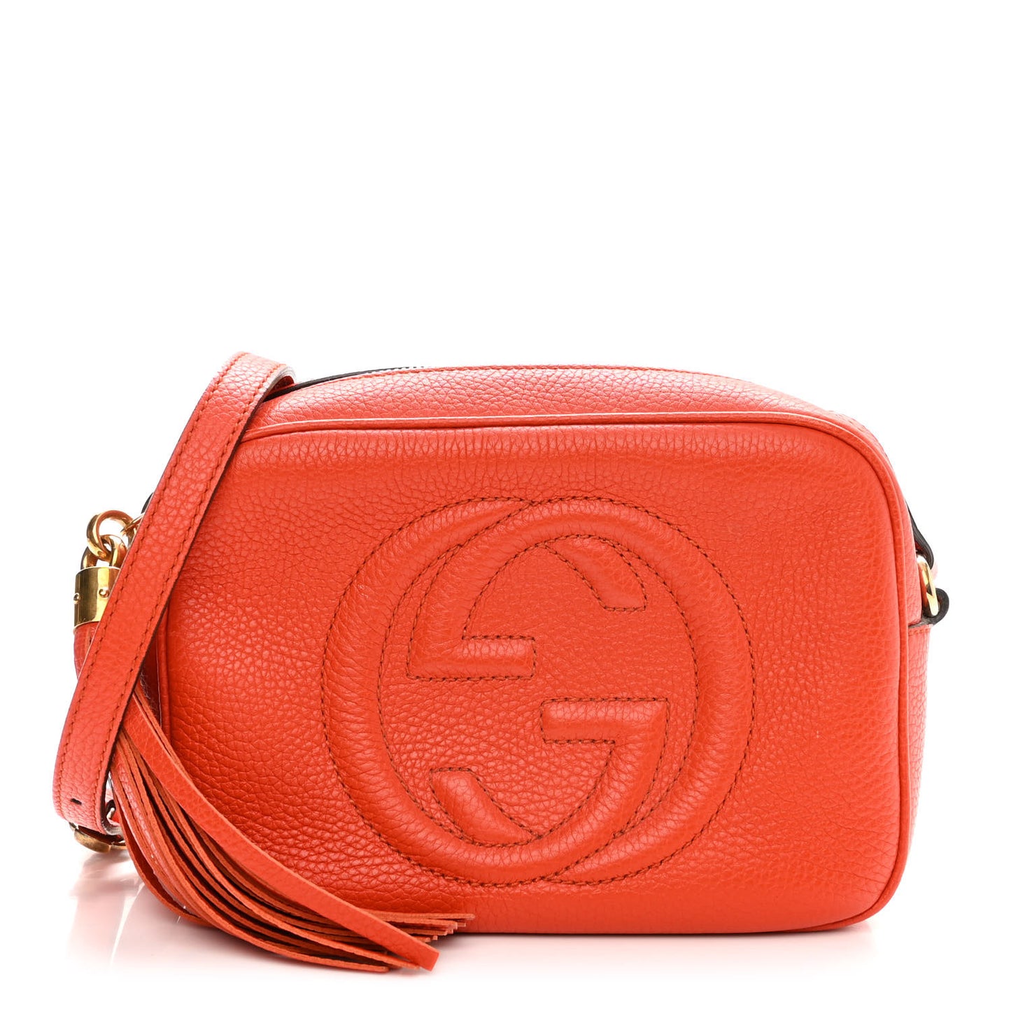 Pebbled Calfskin Small Soho Disco Bag Sun Orange