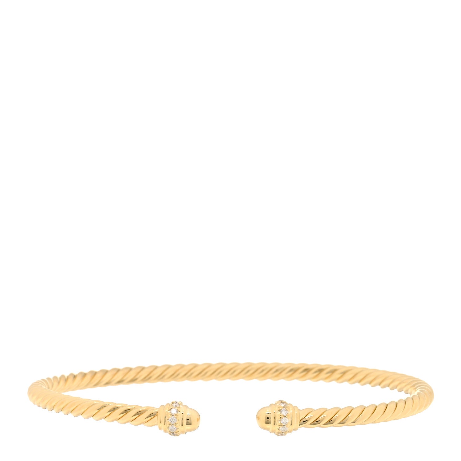 David Yurman 18K Yellow Gold Diamond 3mm Cablespira Bracelet 1 of 3