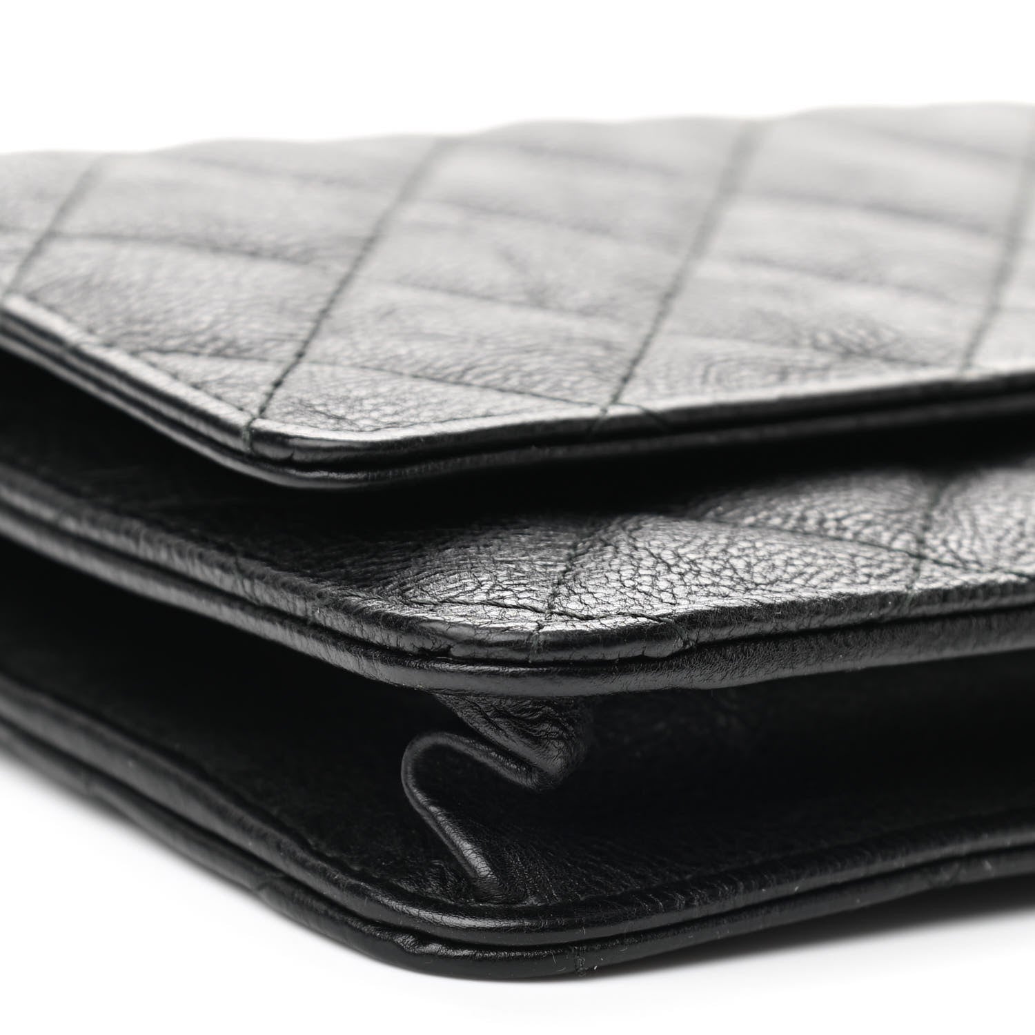 Chanel Crumpled Calfskin Quilted Wallet On Chain WOC So Black 9 of 12