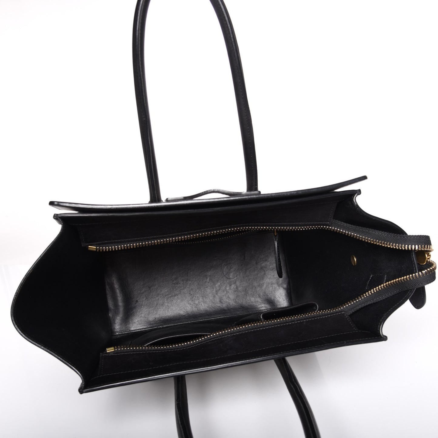 Shrunken Lambskin Micro Bi-Color Luggage Black White