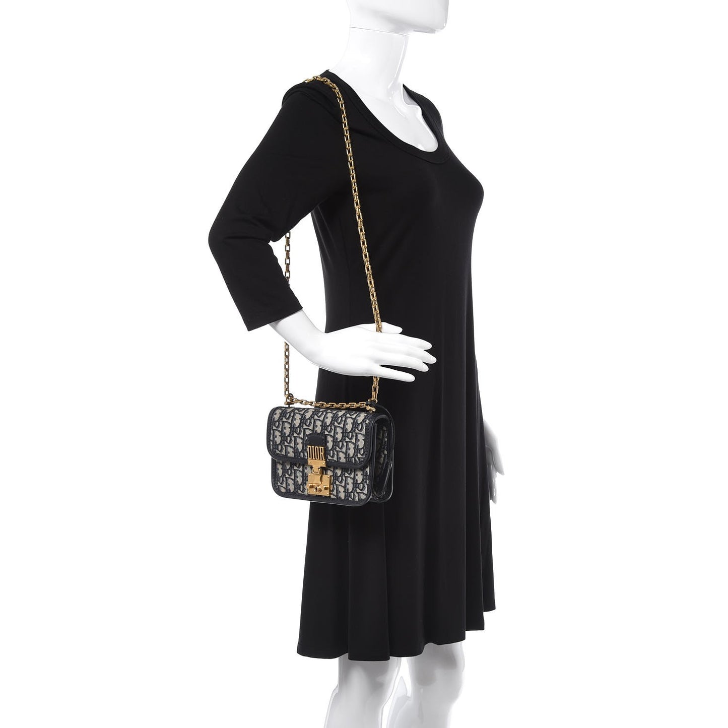 Oblique Small DiorAddict Flap Bag Navy Blue