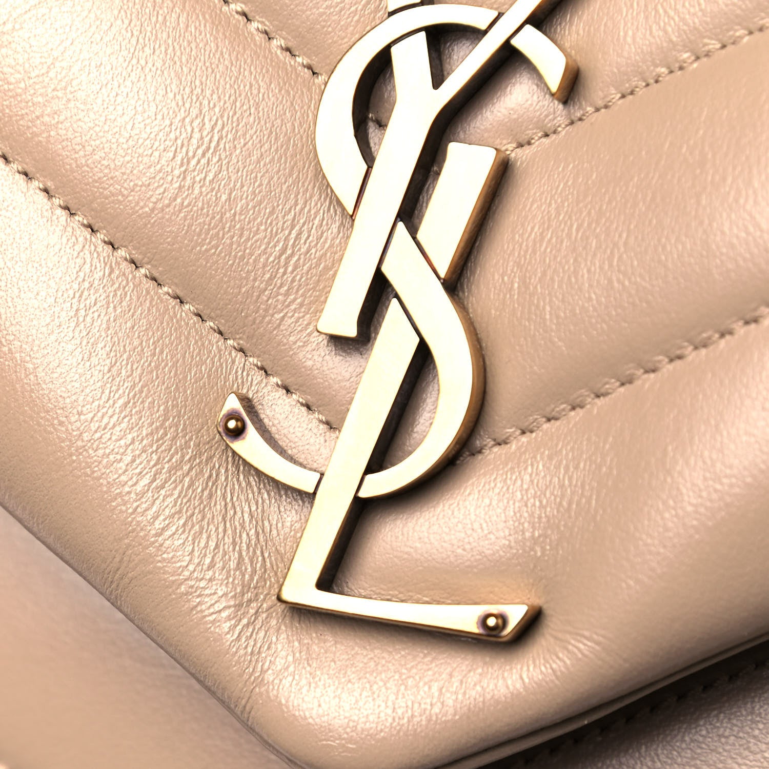 Saint Laurent Calfskin Y Quilted Monogram Medium Loulou Chain Satchel Dark Beige 15 of 15