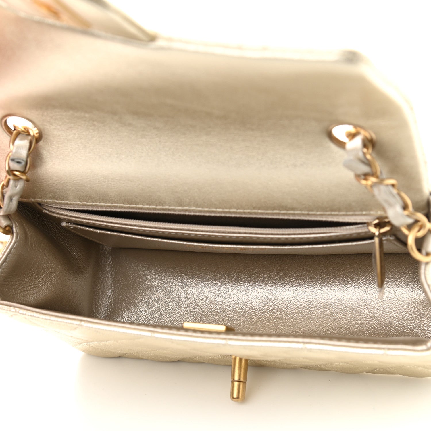 Chanel Metallic Lambskin Quilted Mini Rectangular Flap Gold 4 of 8