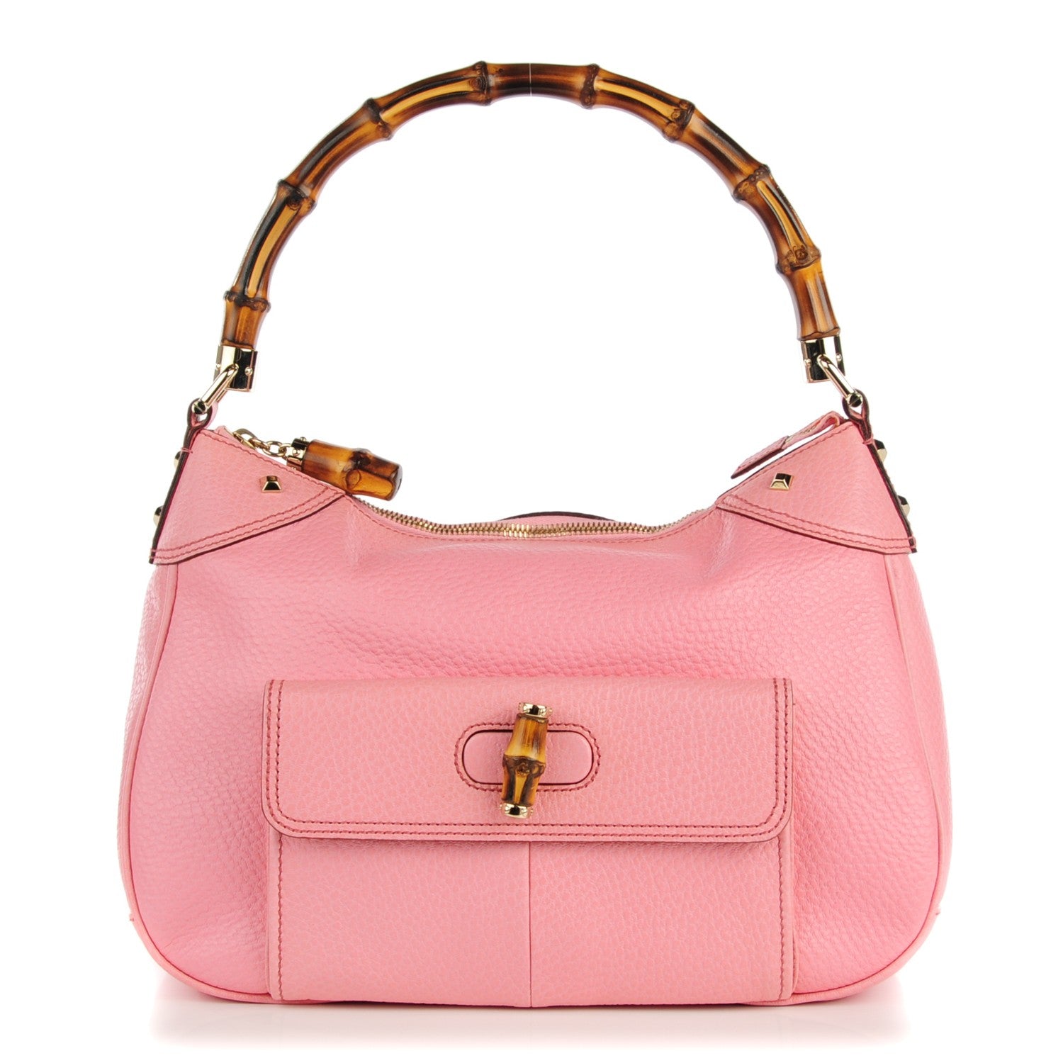 Gucci Calfskin Bamboo Top Handle Bag Pink 1 of 10