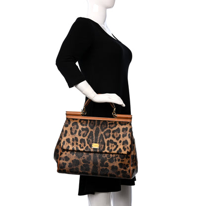 Dolce & Gabbana Dauphine Leopard Print Medium Miss Sicily Satchel Naturale Tan 2 of 8