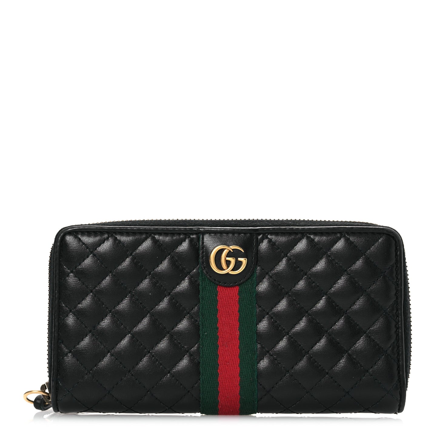 Calfskin Web Trapuntata GG Zip Around Wallet Black