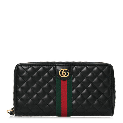 Gucci Calfskin Web Trapuntata GG Zip Around Wallet Black 1 of 12