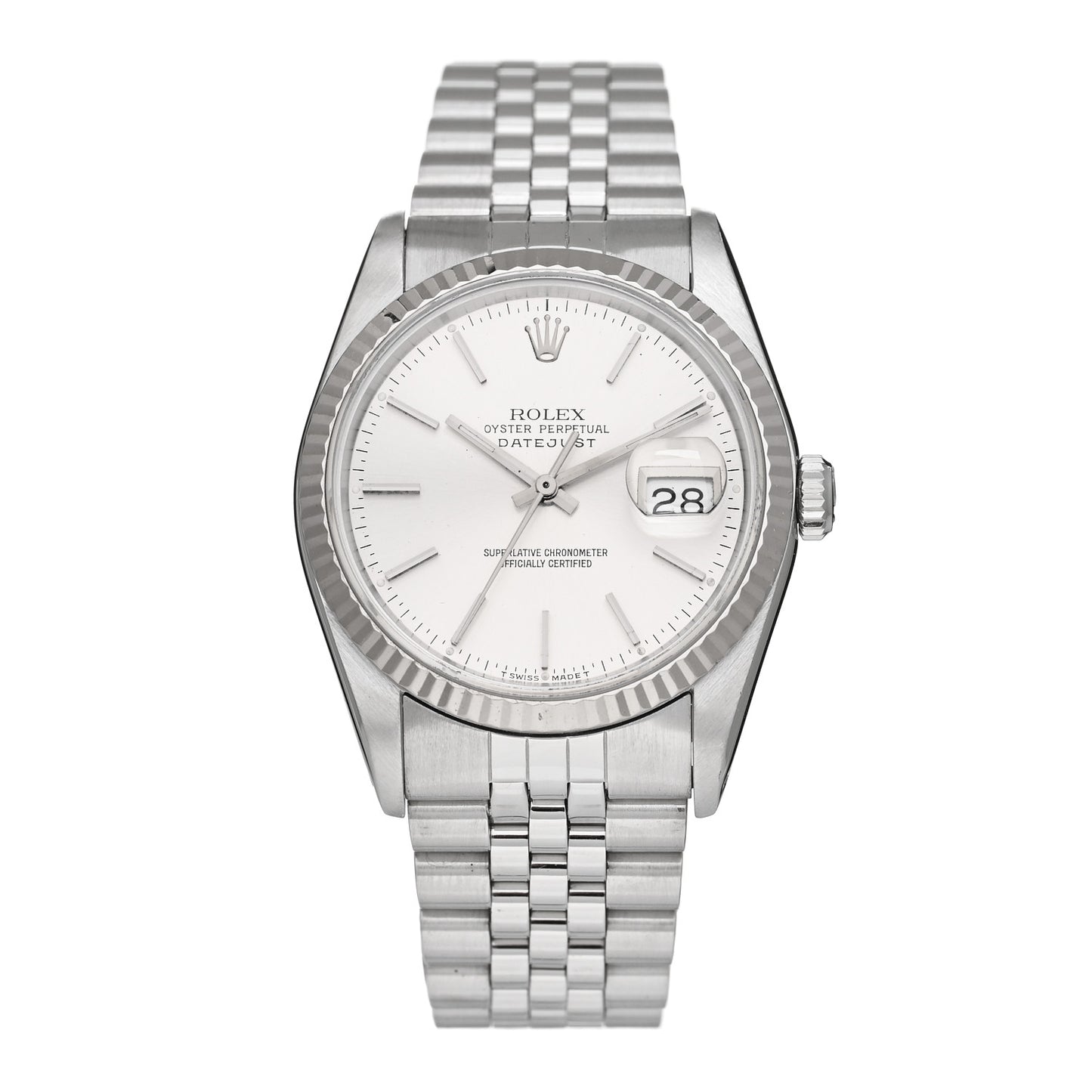 Stainless Steel 18K White Gold 36mm Oyster Perpetual Datejust Watch Silver 16234