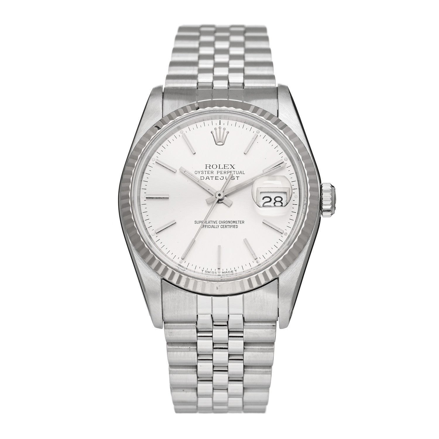 Rolex Stainless Steel 18K White Gold 36mm Oyster Perpetual Datejust Watch Silver 16234 1 of 4