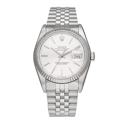 Rolex Stainless Steel 18K White Gold 36mm Oyster Perpetual Datejust Watch Silver 16234 1 of 4