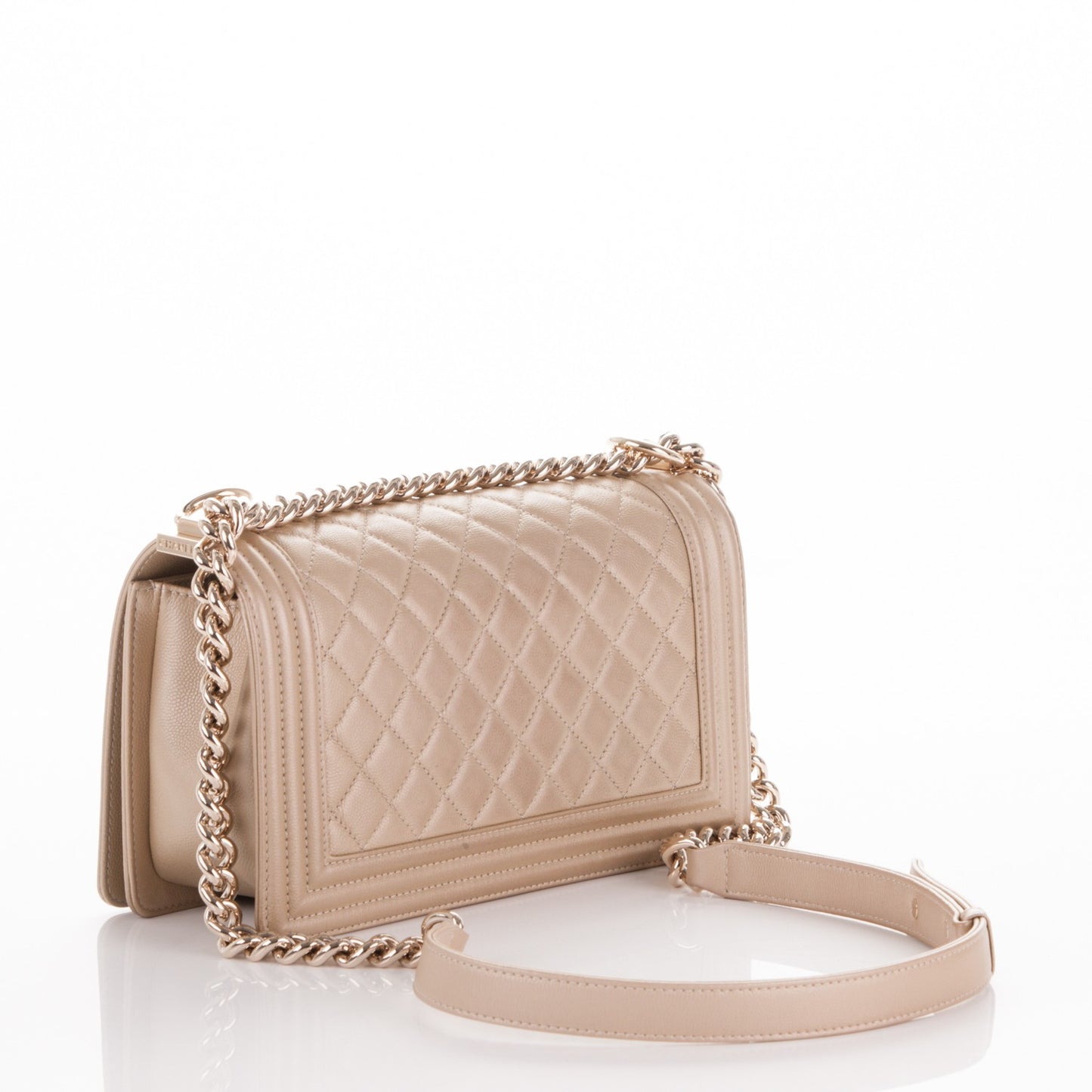 Pearly Caviar Medium Boy Flap Gold