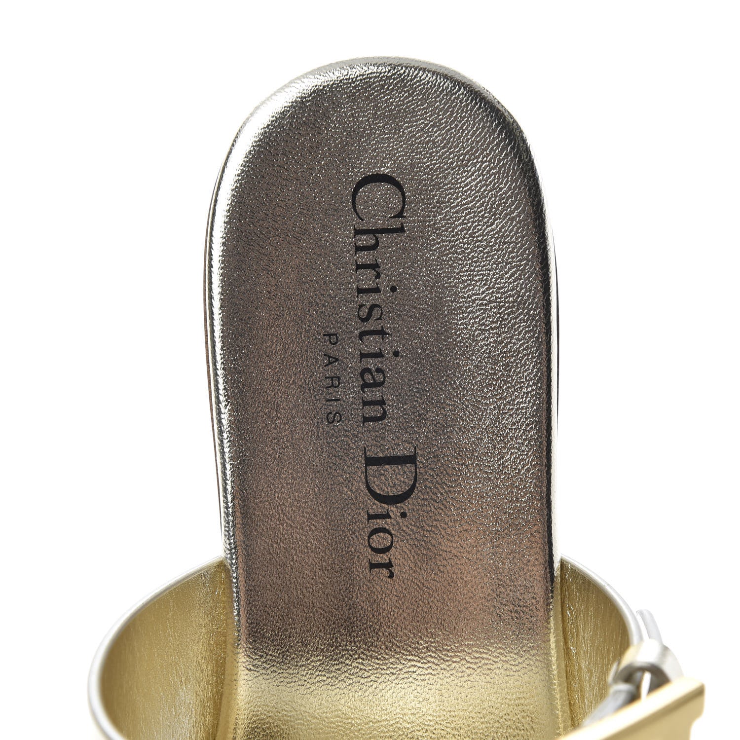 Christian Dior Laminated Calfskin D-Dior Slide Flat Sandals 38 Pale Gold 7 of 10