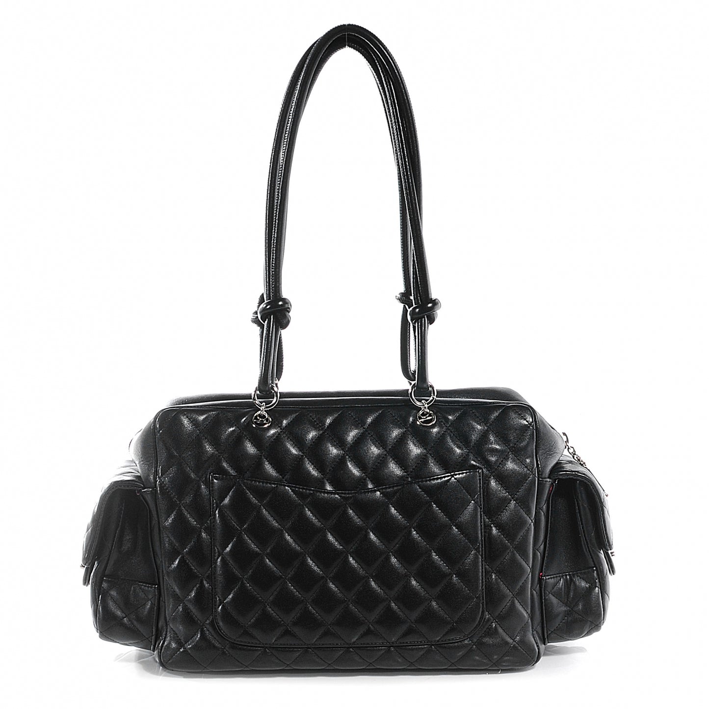 Calfskin Quilted Large Cambon Multipocket Reporter Black