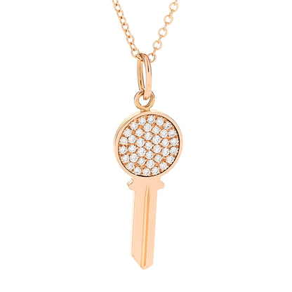 Tiffany 18K Rose Gold Diamond Mini Modern Keys Round Key Pendant Necklace 4 of 6