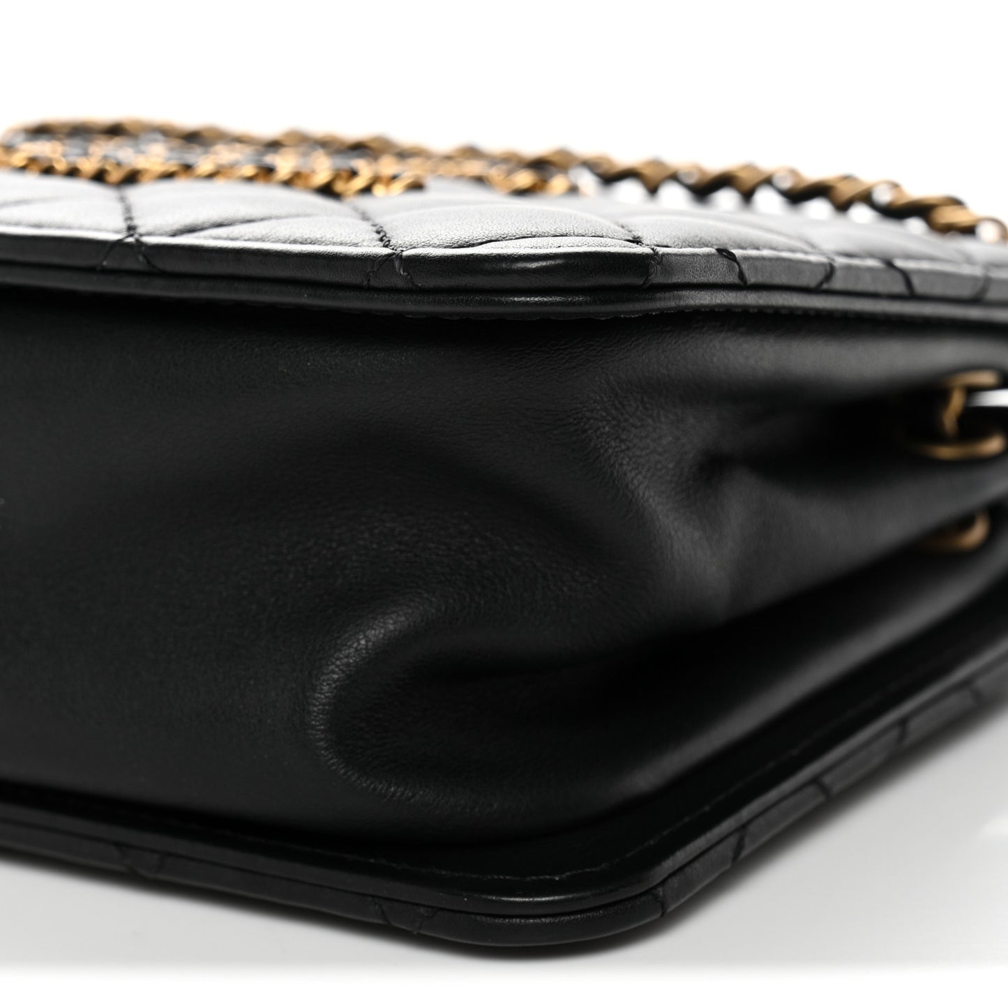 Calfskin Quilted Small CC Chain Accordion Tote Black
