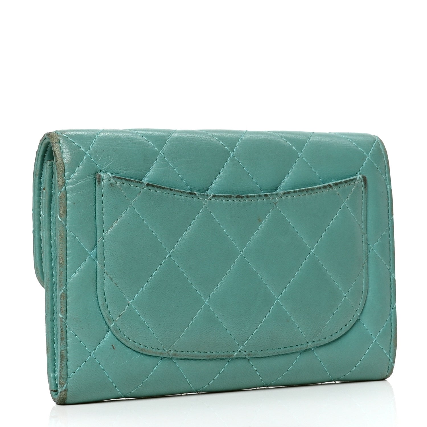 Chanel Lambskin Quilted Small Flap Wallet Green 2 of 4