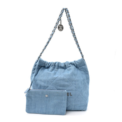 Chanel Denim Quilted Chanel 22 Light Blue 3 of 11