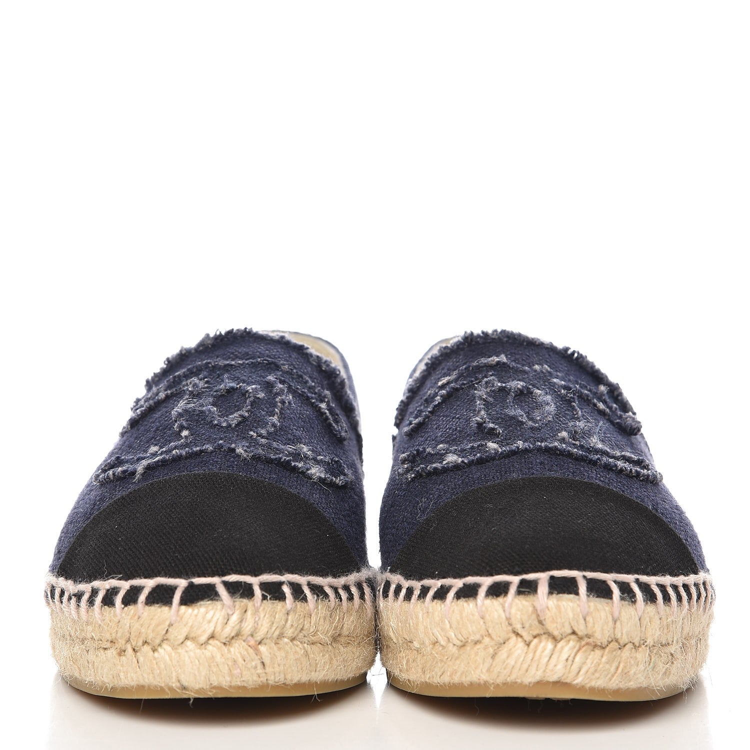 Chanel Denim Toile CC Espadrilles 39 Navy Black 2 of 7