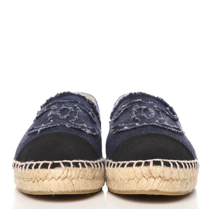 Chanel Denim Toile CC Espadrilles 39 Navy Black 2 of 7