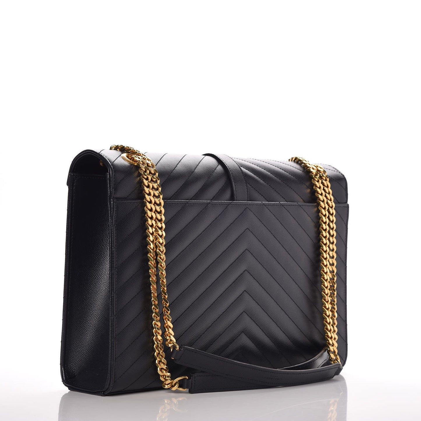 Grain De Poudre Matelasse Chevron Large Monogram Satchel Midnight Blue