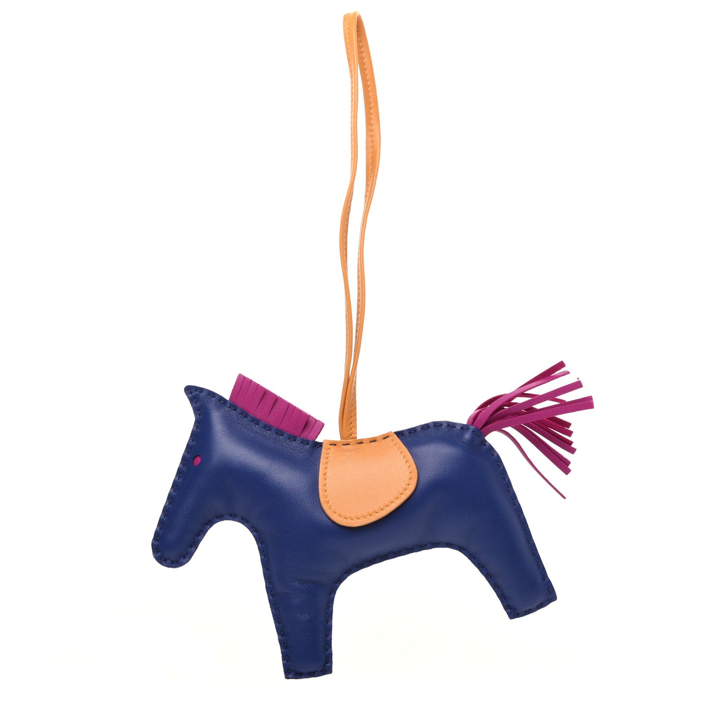 Milo Lambskin Grigri Rodeo Bag Charm GM Saphir Rose Pourpre Naturel Bouton D'Or