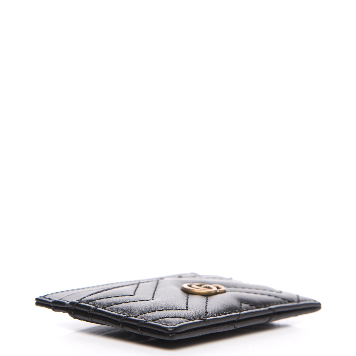 Calfskin Matelasse GG Marmont Card Holder Black