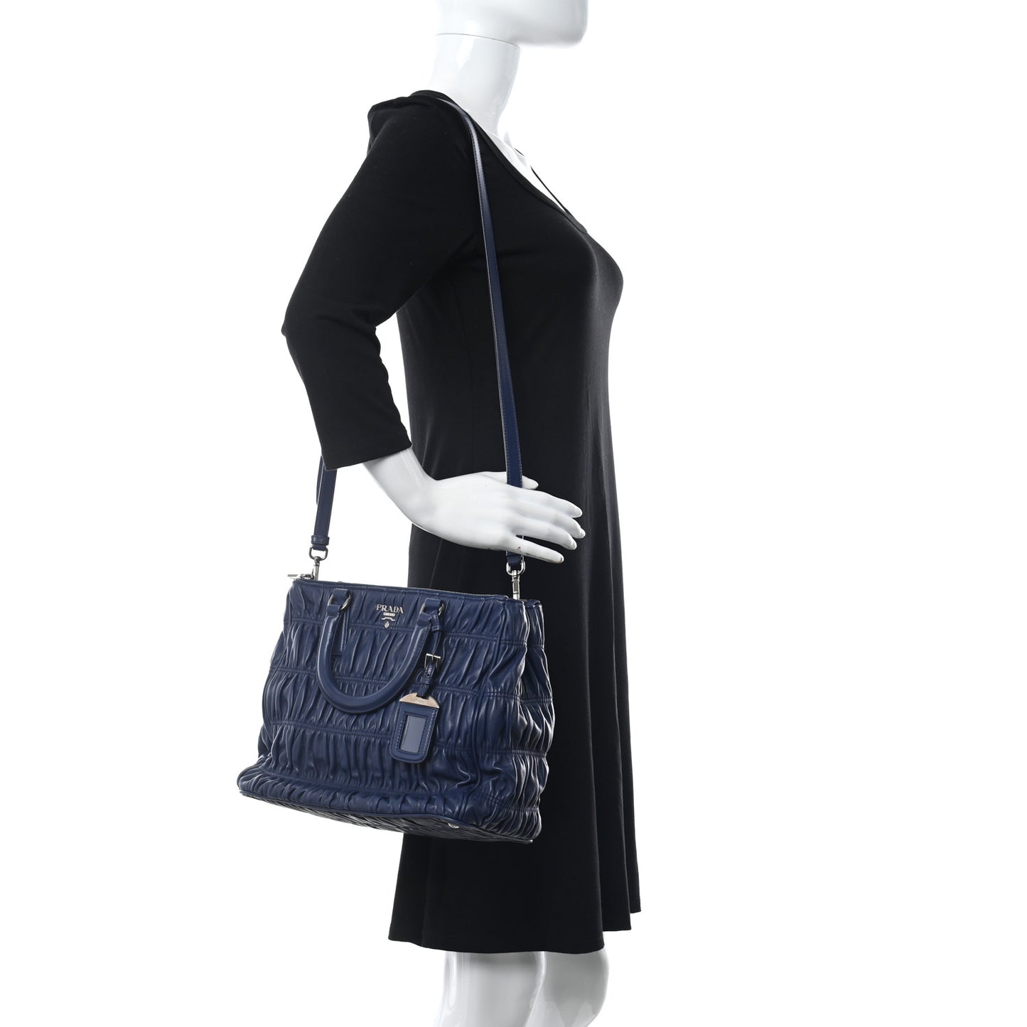 Nappa Gaufre Double Zip Tote Bluette