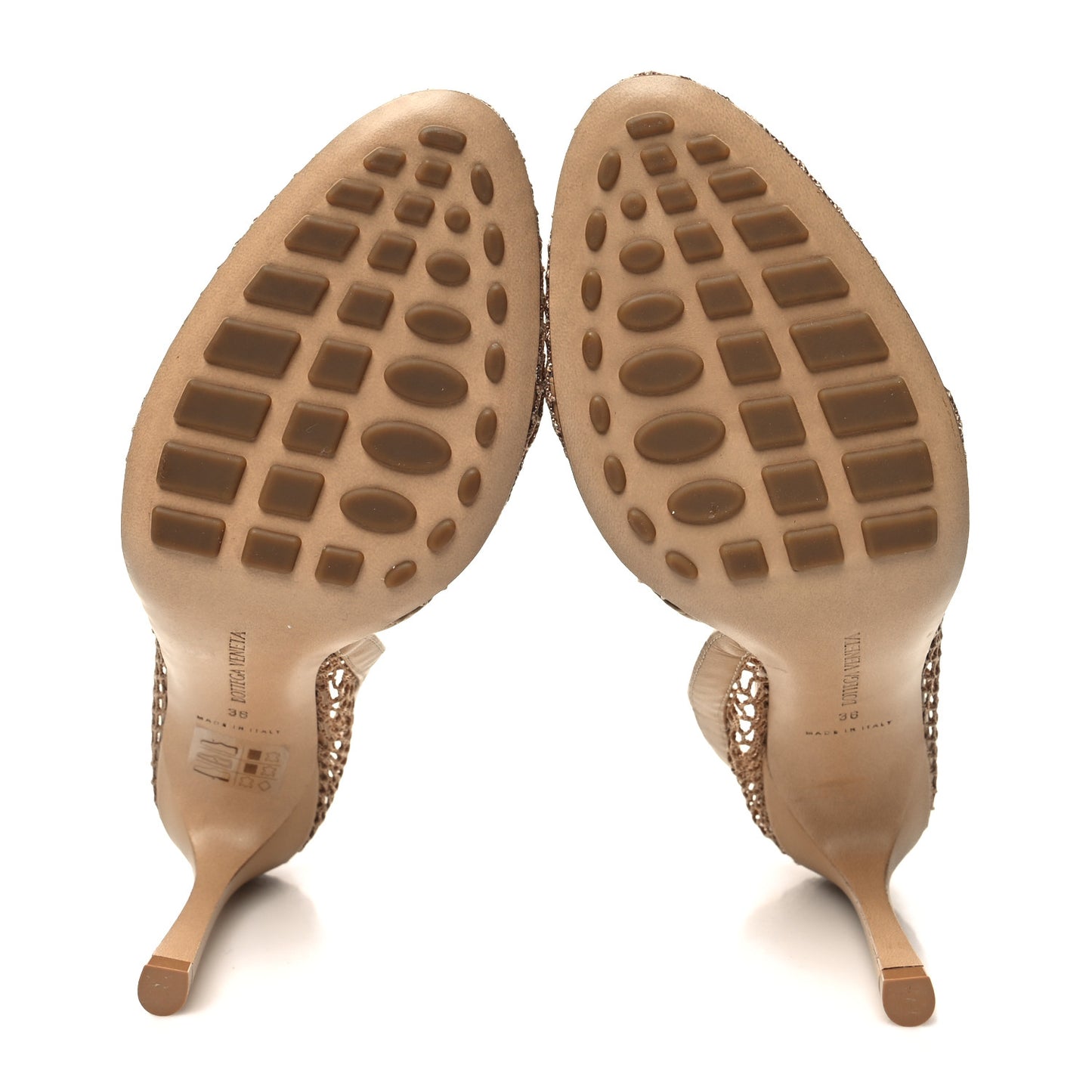 Mesh Calfskin Chain Stretch Pumps 36 Beige