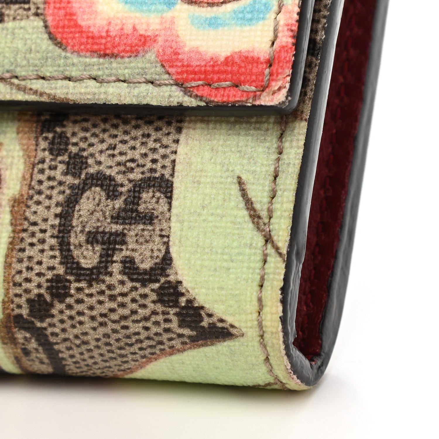 Gucci GG Supreme Monogram Tian Continental Wallet Beige Multicolor Red 9 of 10