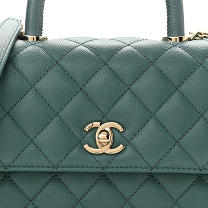 Chanel Caviar Quilted Lizard Embossed Mini Coco Handle Flap Green 8 of 11