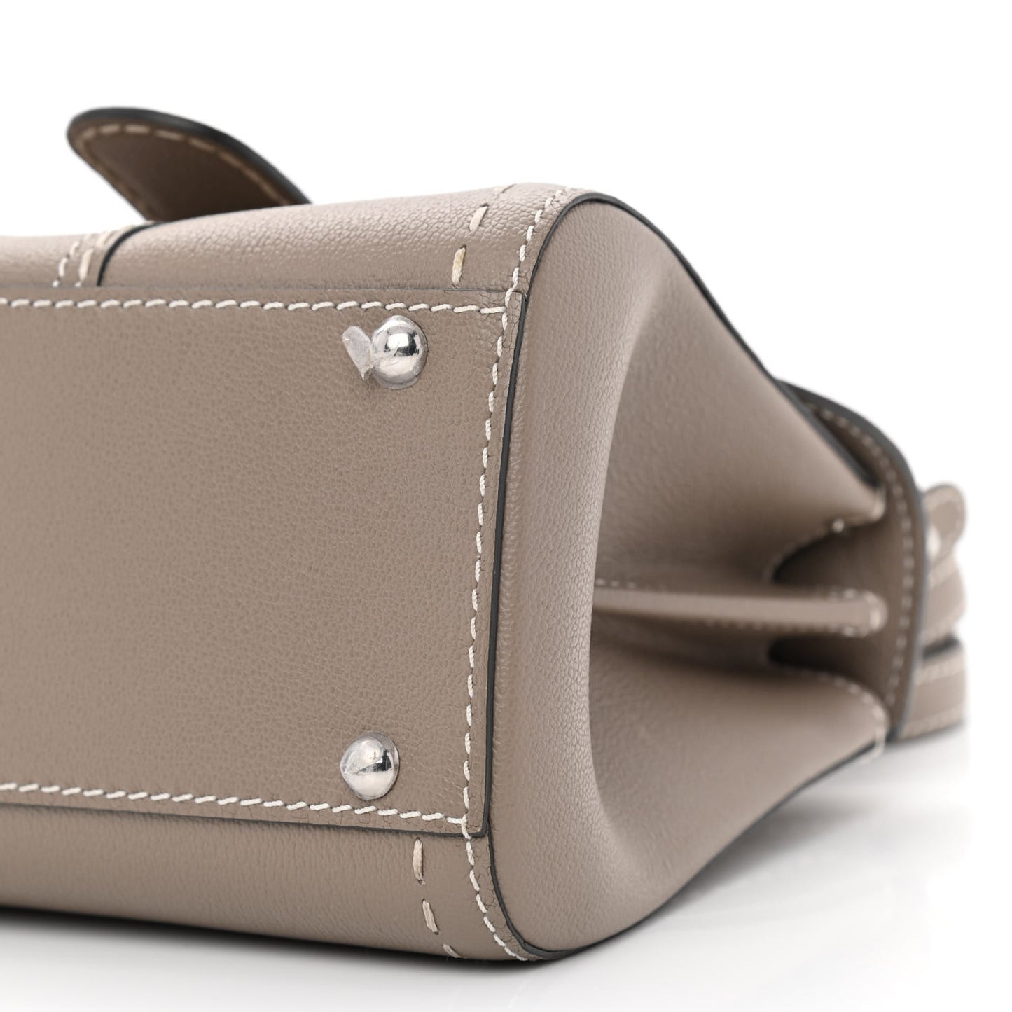 Grained Rodeo Calfskin Surpique Mini Brillant Satchel Tourterelle Ivory