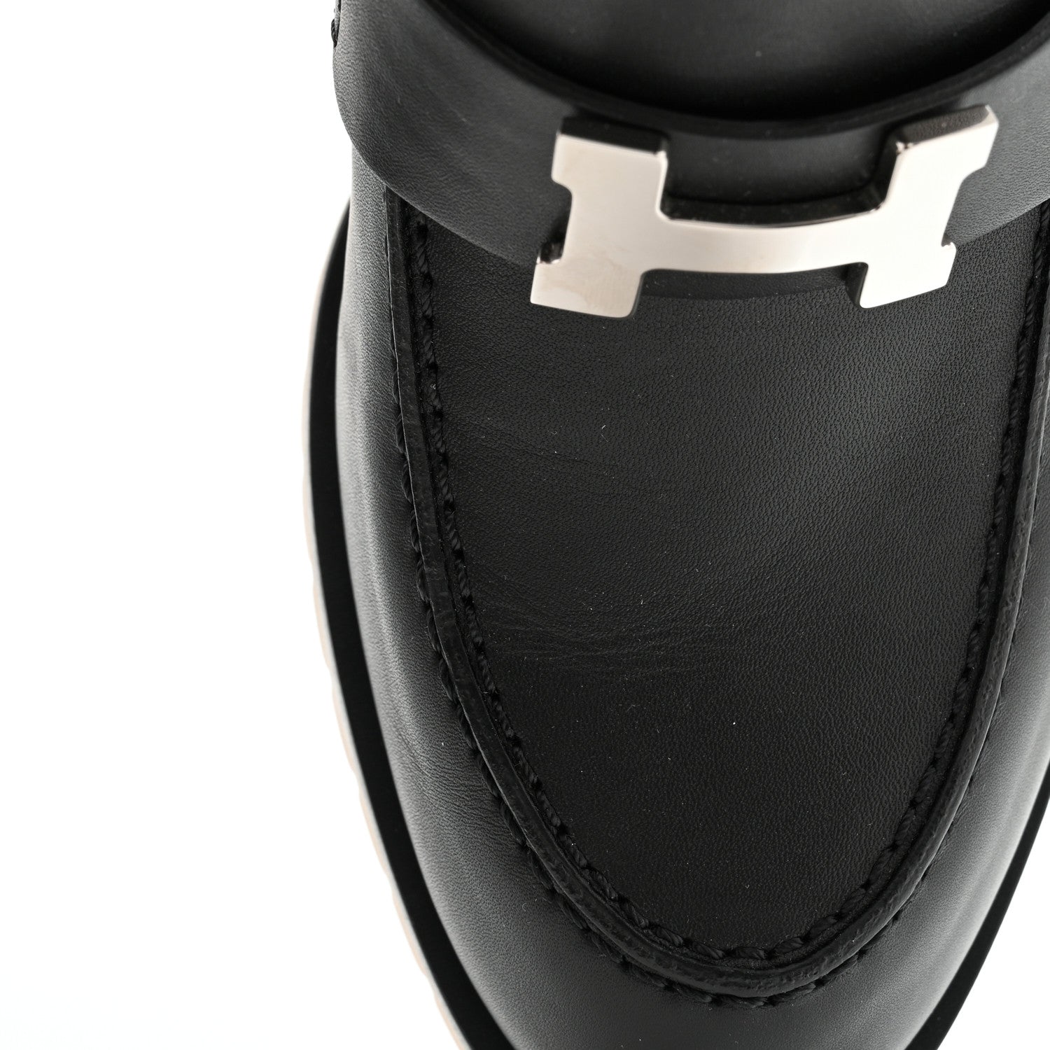 Hermes Calfskin Womens Foch 60 Pump 38 Black 9 of 11