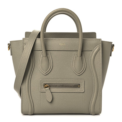 Celine Drummed Calfskin Nano Luggage Green 1 of 6