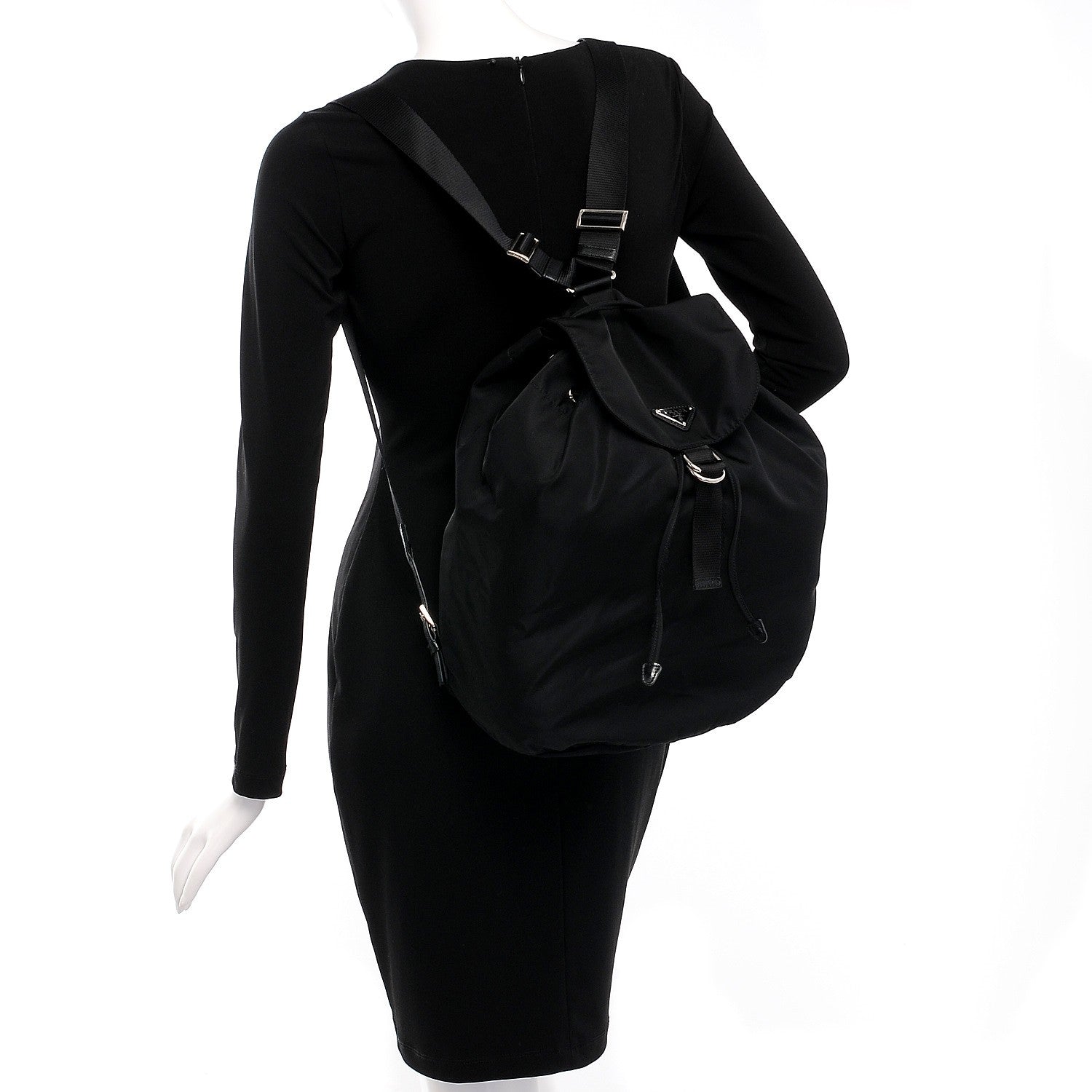 Prada Nylon Cinch Backpack Black 2 of 6