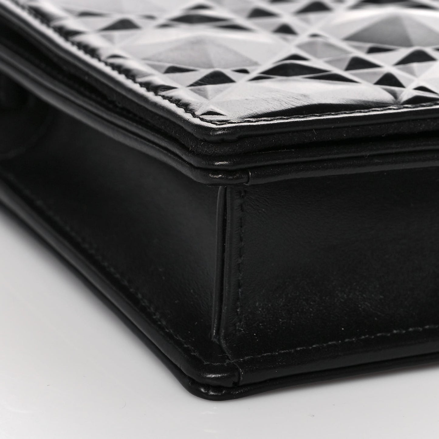 Calfskin Cannage Diamond Lady Dior Chain Wallet Black