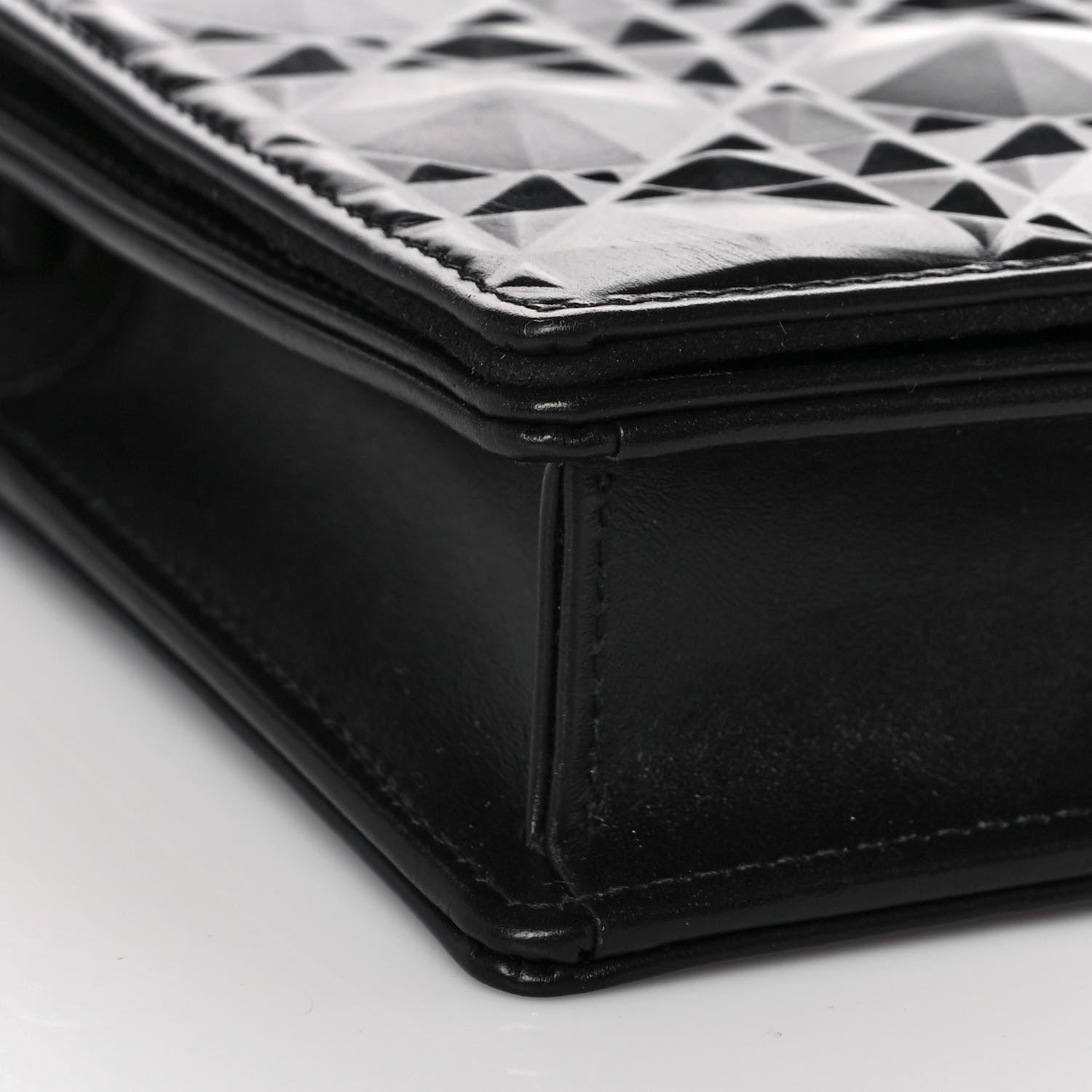Christian Dior Calfskin Cannage Diamond Lady Dior Chain Wallet Black 6 of 10