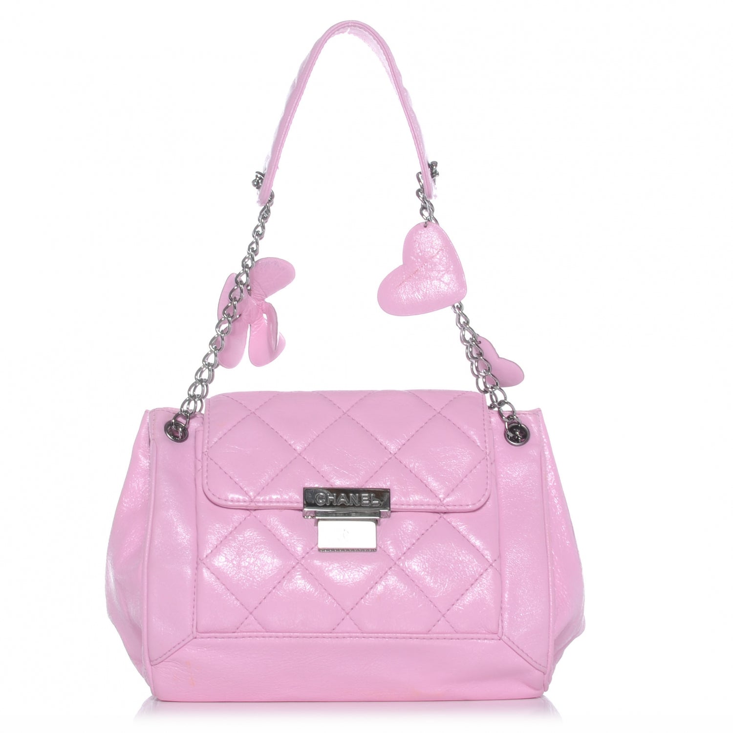 Chanel Glazed Calfskin Quilted Lucky Charms Accordion Flap Pink 1 of 7