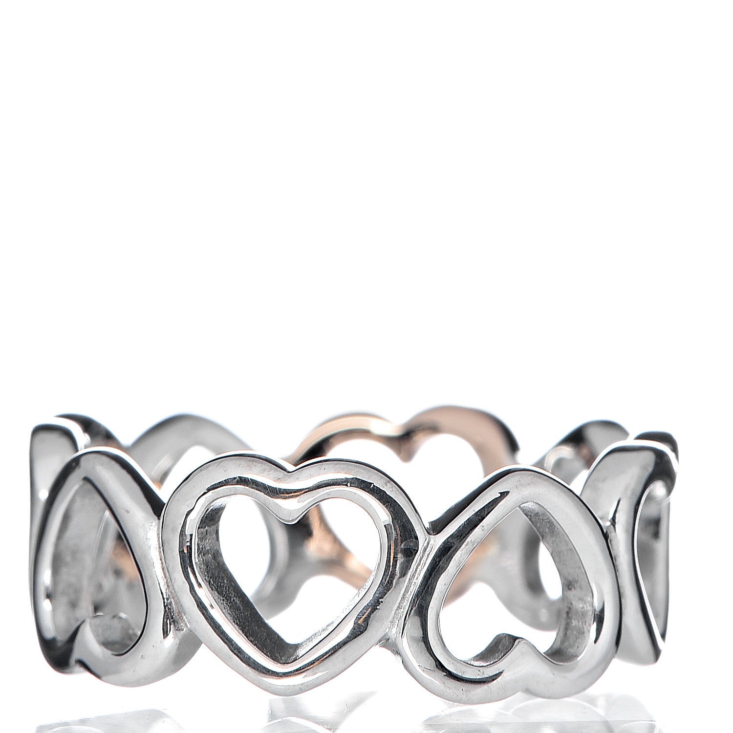 Tiffany Sterling Silver 18K Rose Gold Hearts Eternity Band Ring 50 5.5 3 of 4