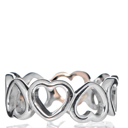 Tiffany Sterling Silver 18K Rose Gold Hearts Eternity Band Ring 50 5.5 3 of 4