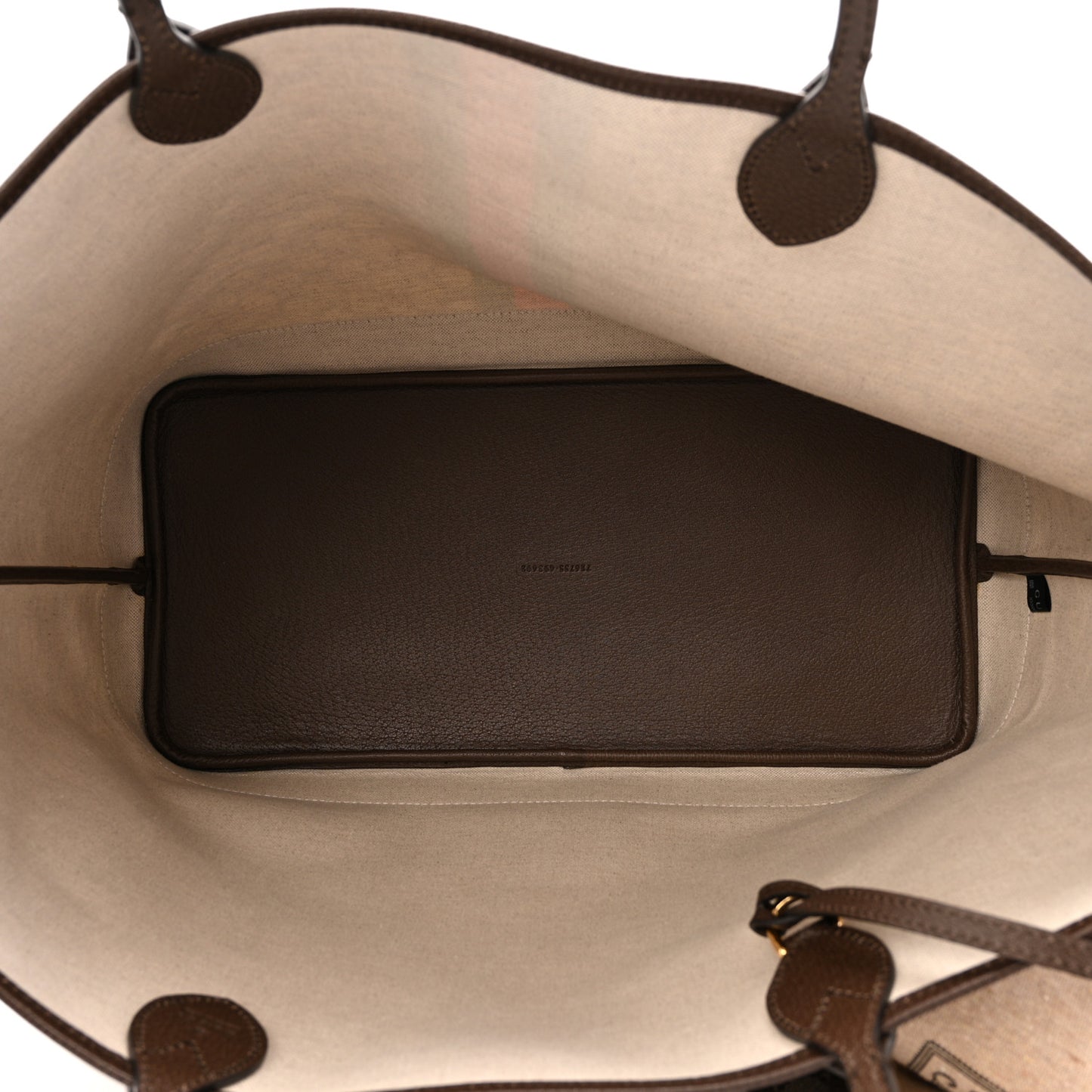 GG Supreme Monogram Textured Dollar Calfskin Web Large Ophidia Tote Beige Ebony New Acero