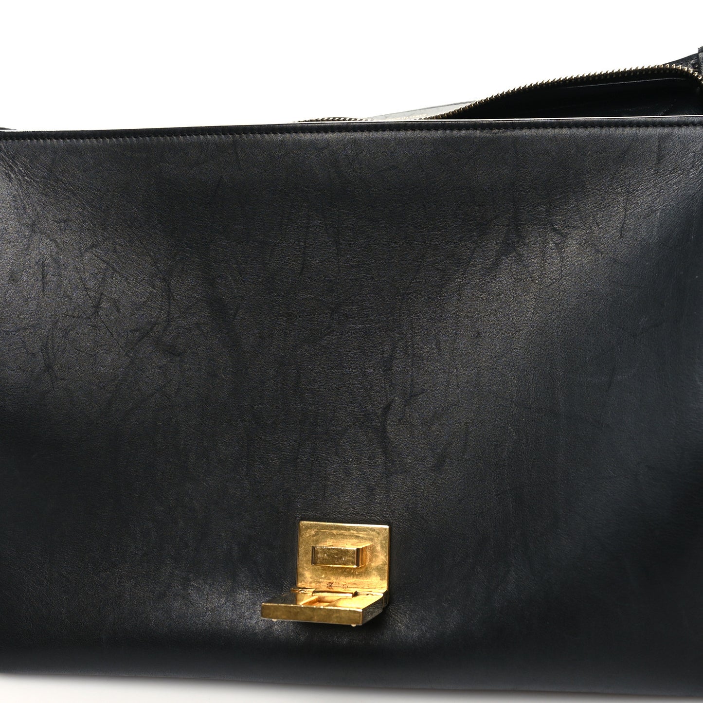 Nubuck Crocodile Embossed Medium Trapeze Navy