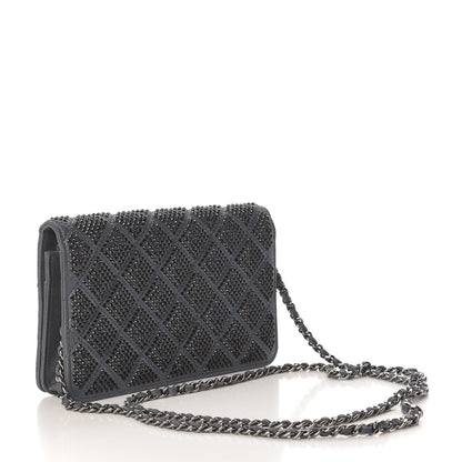 Chanel Crystal Quilted Wallet On Chain WOC Blue 3 of 13
