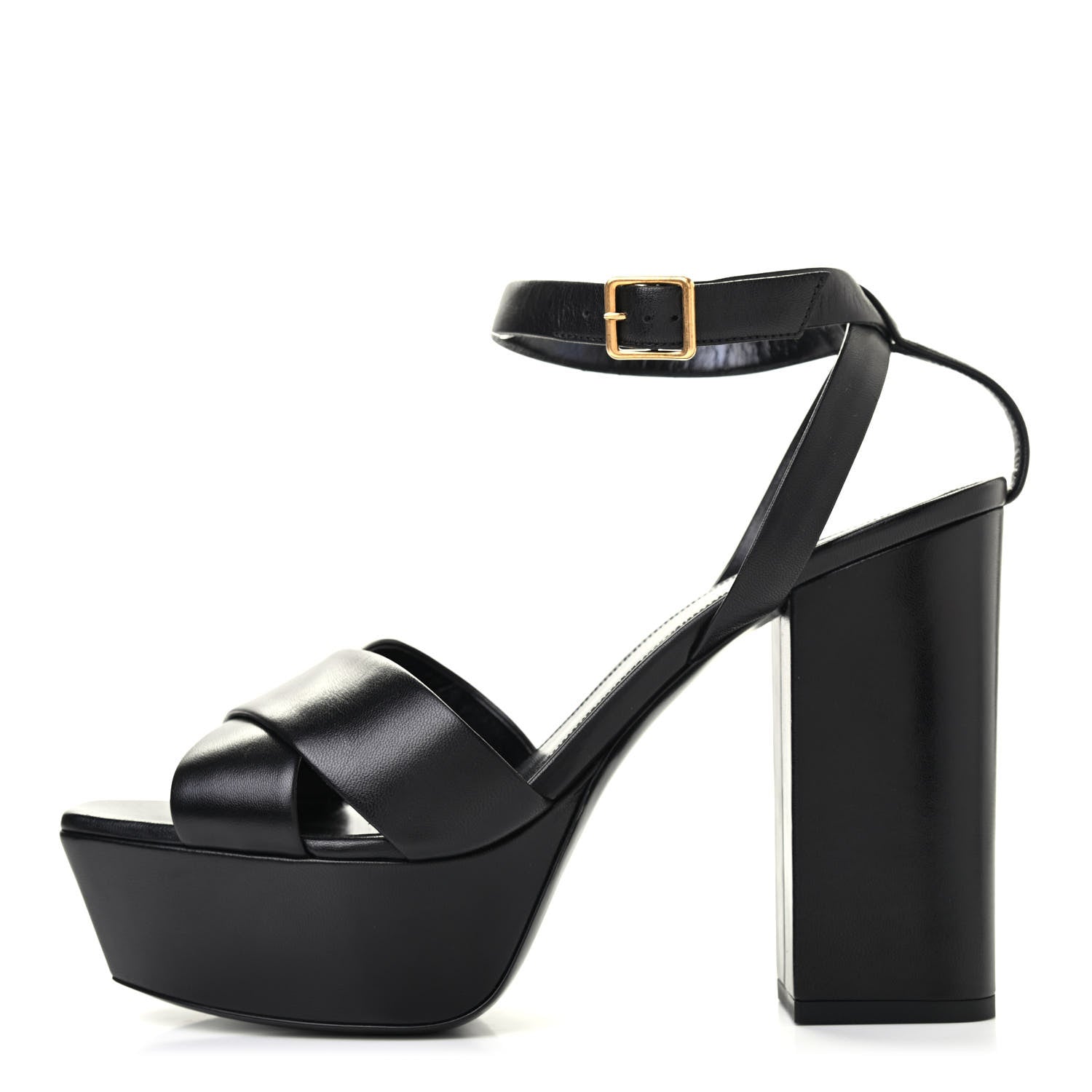 Saint Laurent Calfskin Farrah 80 Platform Sandals 38 Black 40.5 Black 1 of 9