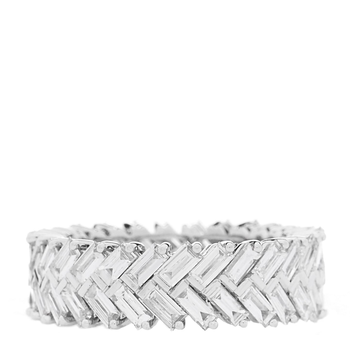 18K White Gold Diamond Zipper Ring 55 7.25