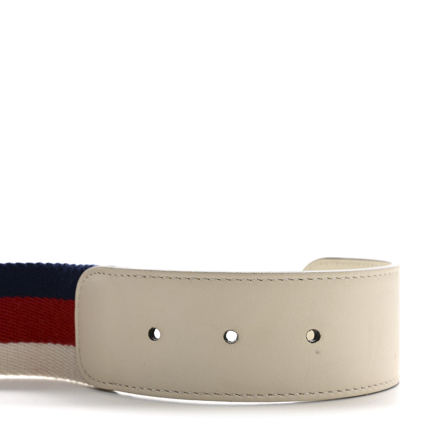 Nylon Calfskin Sylvie Web Double G 40mm Belt 85 34 Mystic White Hibiscus Red Maritime