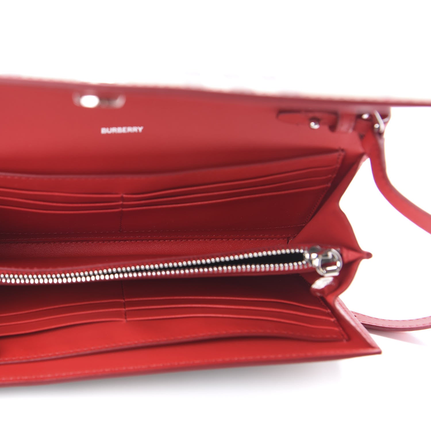 Burberry E-Canvas Vintage Check Wallet With Detachable Strap Bright Military Red 5 of 11