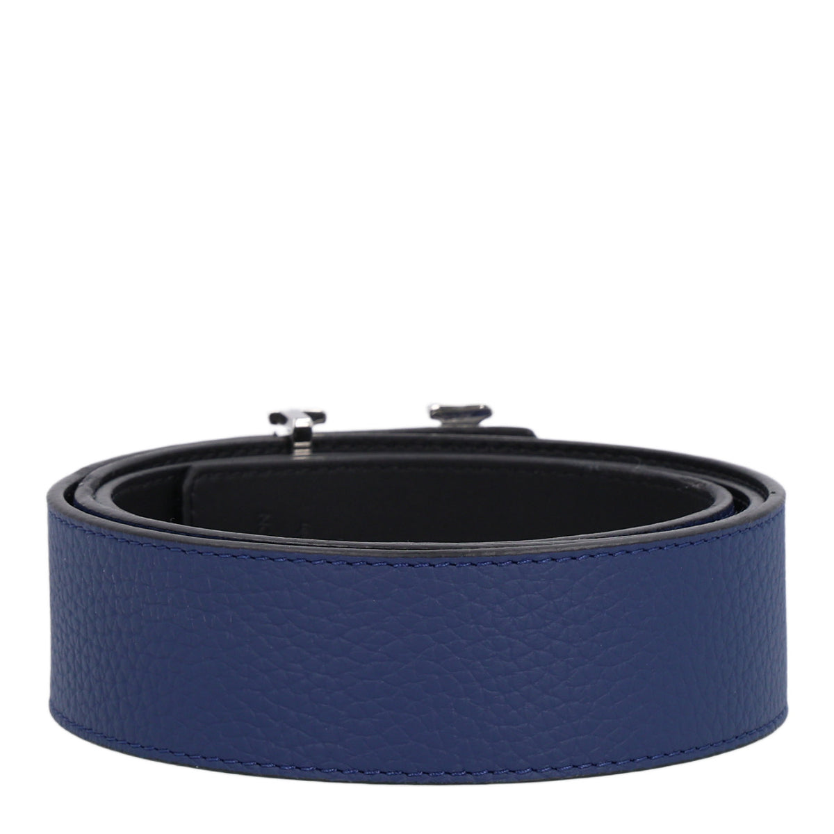 Louis Vuitton Calfskin 40mm Damier LV Reversible Belt 100 40 Black Midnight Navy 3 of 8