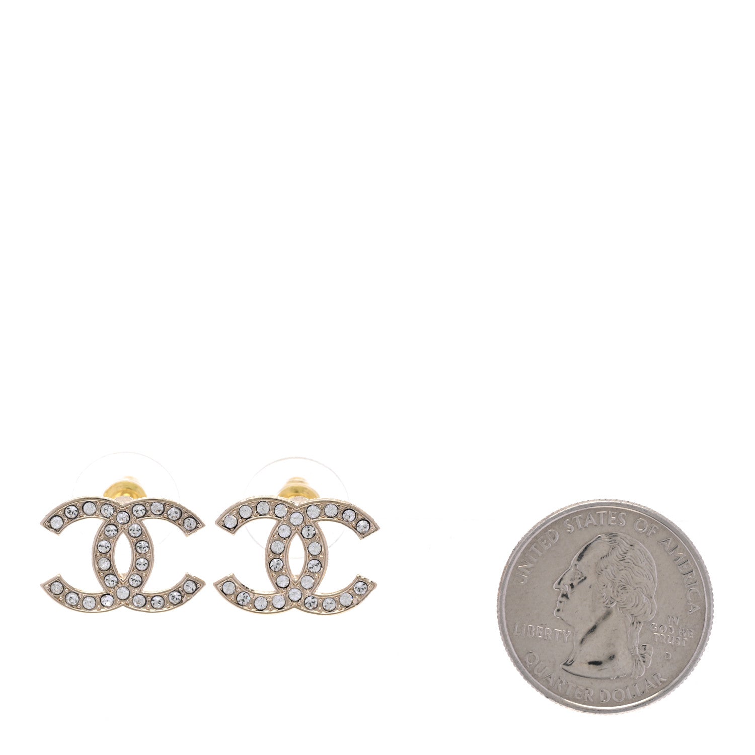 Chanel Crystal CC Earrings Gold 2 of 5