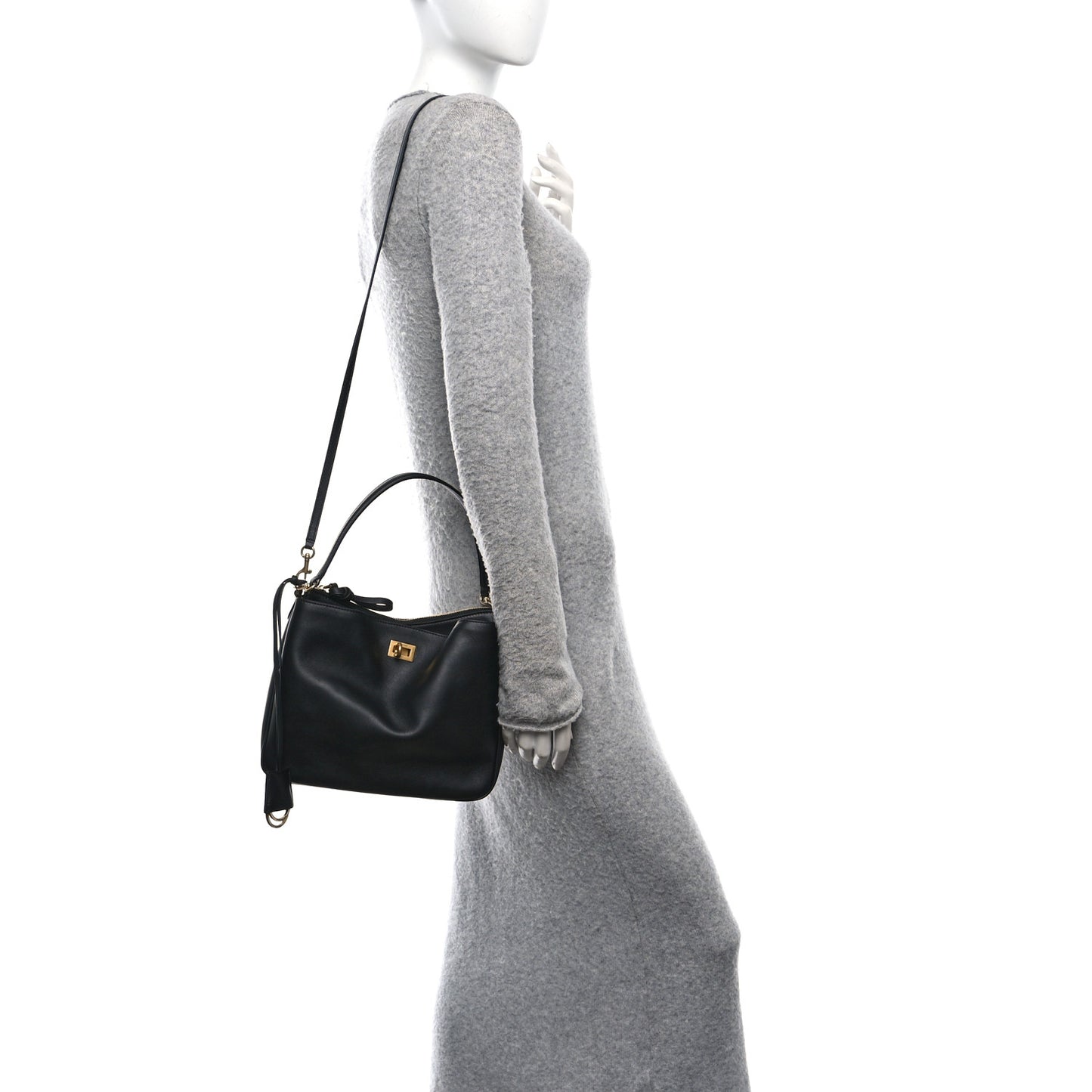Natural Smooth Calfskin Small Rodeo Hobo Black