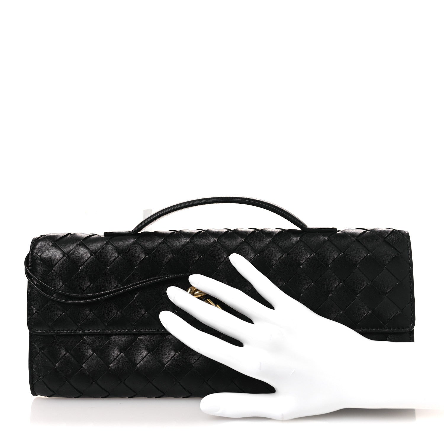Bottega Veneta Nappa Intrecciato Long Andiamo Top Handle Clutch Black 2 of 10